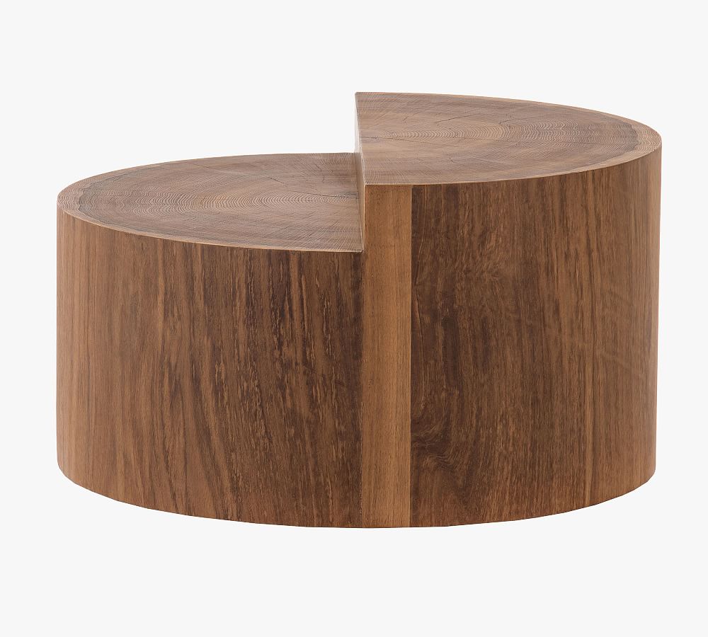 Modern Caramel Oak Round Coffee Table, 28 Inch