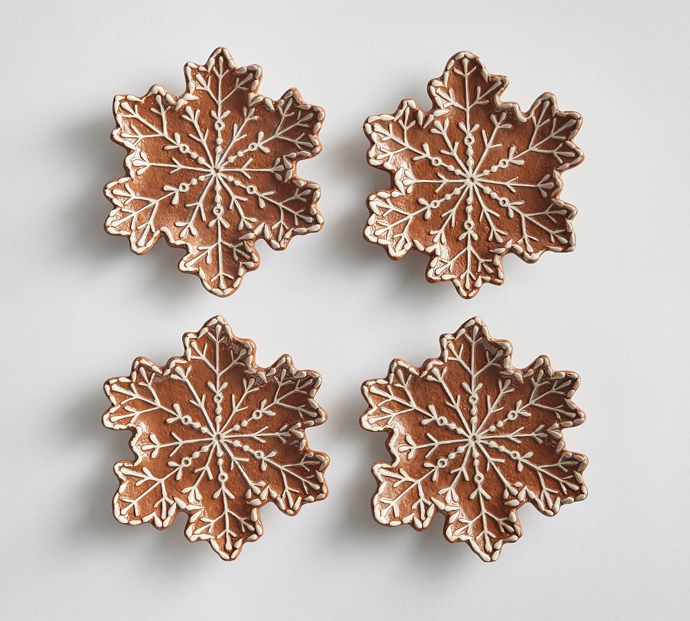 Gingerbread Snowflake Stoneware Appetizer Plates - Set of 4