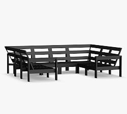 Malibu Metal 8-Piece U-Shaped Outdoor Sectional Frame (1 LA, 1 RA, 2 Corner, 4 Armless), Black