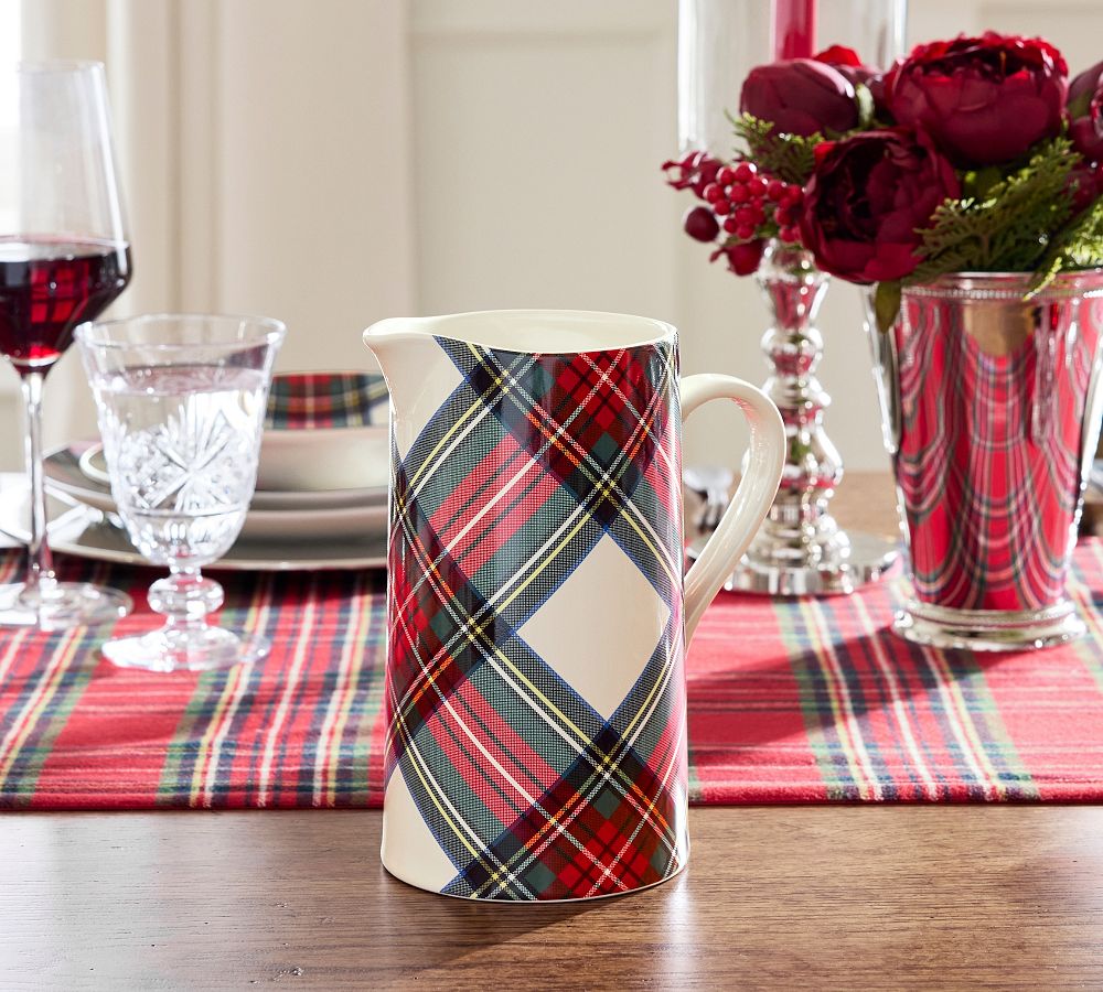 Stewart Plaid Stoneware Pitcher