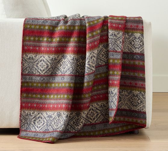 Wool Jacquard Knit Throw | Pottery Barn