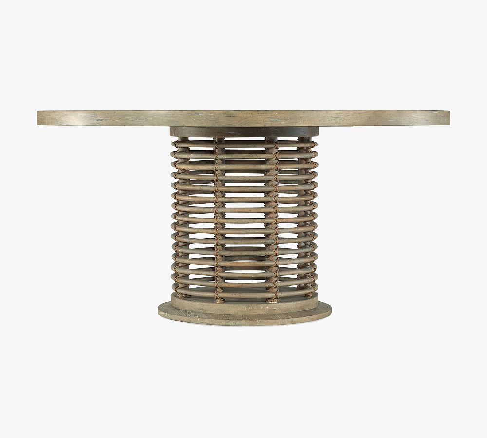 Anders Beach-Inspired Round Reclaimed Wood & Cane Dining Table