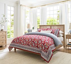 Reversible Floral & Stripes Pottery Barn 2024 King Quilt