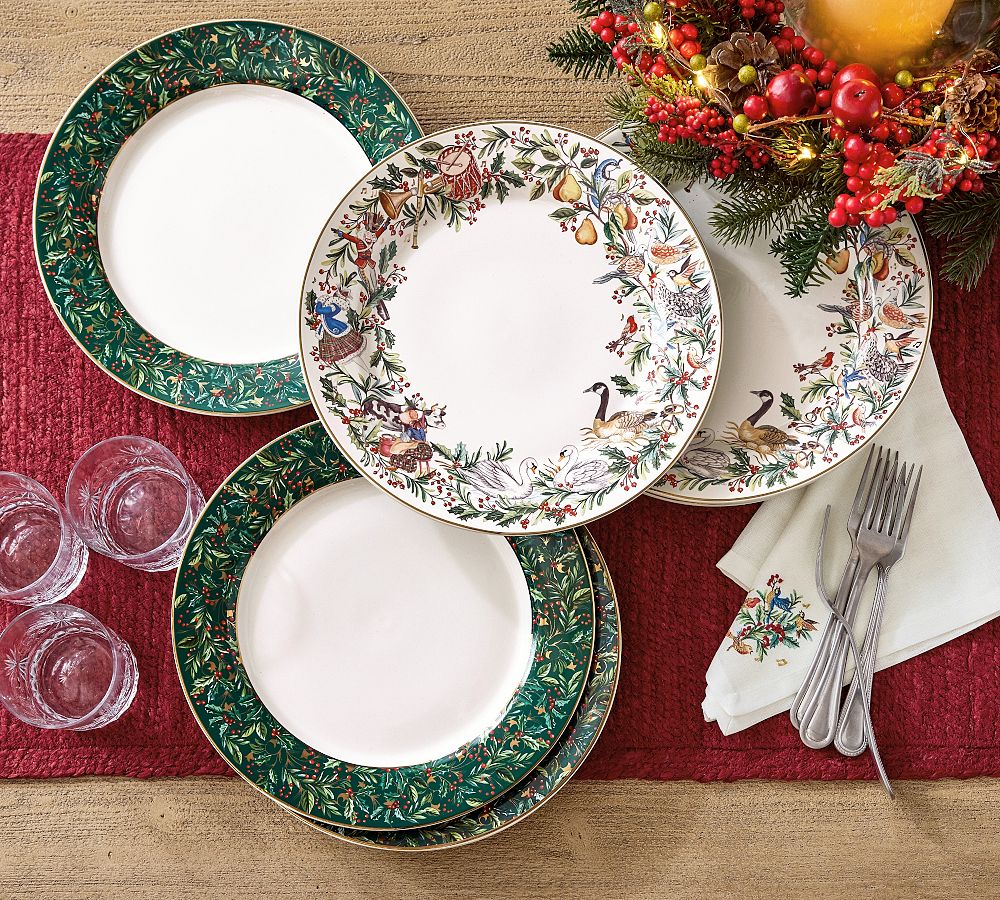 12 Days of Christmas Stoneware Dinner Plates - Set of 4