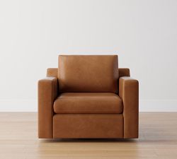 Shasta Square Arm Leather Swivel Chair