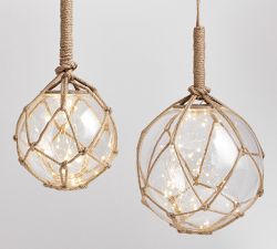 Lit Jute Wrapped Orbs - Set of 2