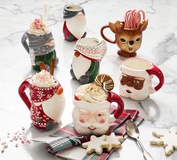 Festive Gnome Shaped Ceramic Mugs - Set of 4