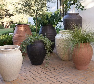 Sienna Fiber Stone Outdoor Planters | Pottery Barn