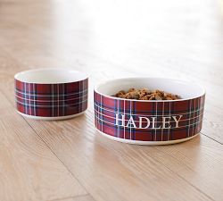 Stewart Plaid Stoneware Pet Bowls