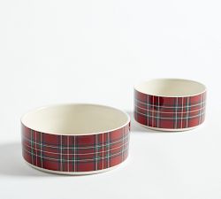 Stewart Plaid Stoneware Pet Bowls