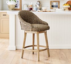 Seagrass Bucket Swivel Counter Stool