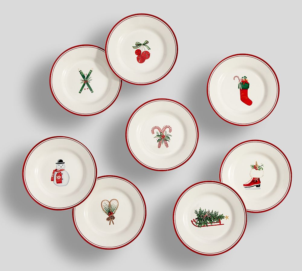 Holiday Classics Appetizer Plates - Mixed Set of 8