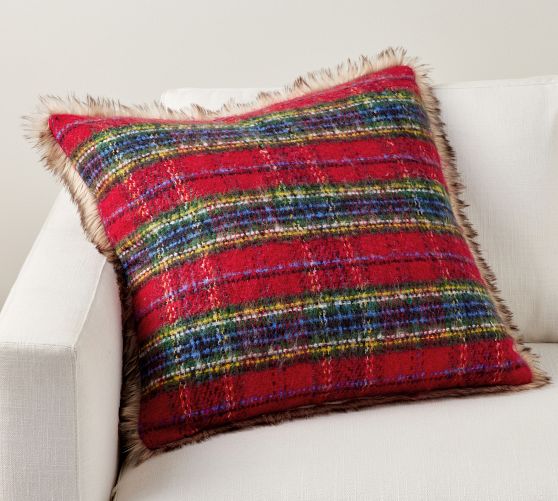 Stewart Plaid with Faux Fur Back Pillow