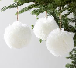 Fuzzy White Ball Ornament