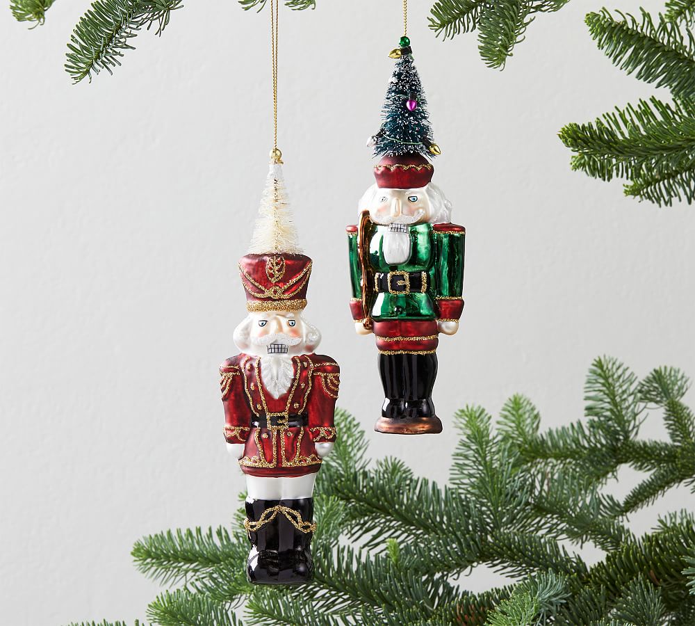Mercury Glass Nutcracker Ornaments Set Of 2 | Pottery Barn