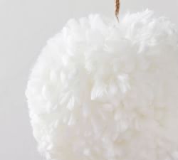 Fuzzy White Ball Ornament