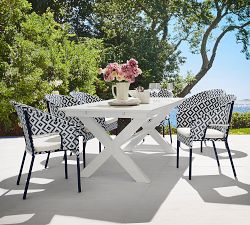 Palmetto Wicker Stackable Outdoor Dining Armchair, Geo Print