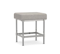 Metal Vanity Stool Chrome Basketweave Slub Ivory Pottery Barn