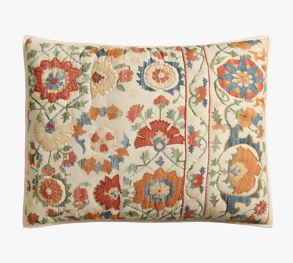 Penelope Embroidered Cotton and Polyester Standard Sham
