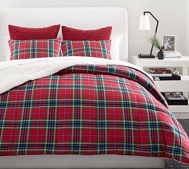 Simon Plaid Sherpa Comforter Pottery Barn