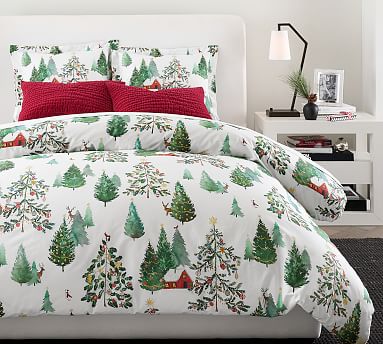 Christmas in the Country Percale Duvet Cover | Pottery Barn