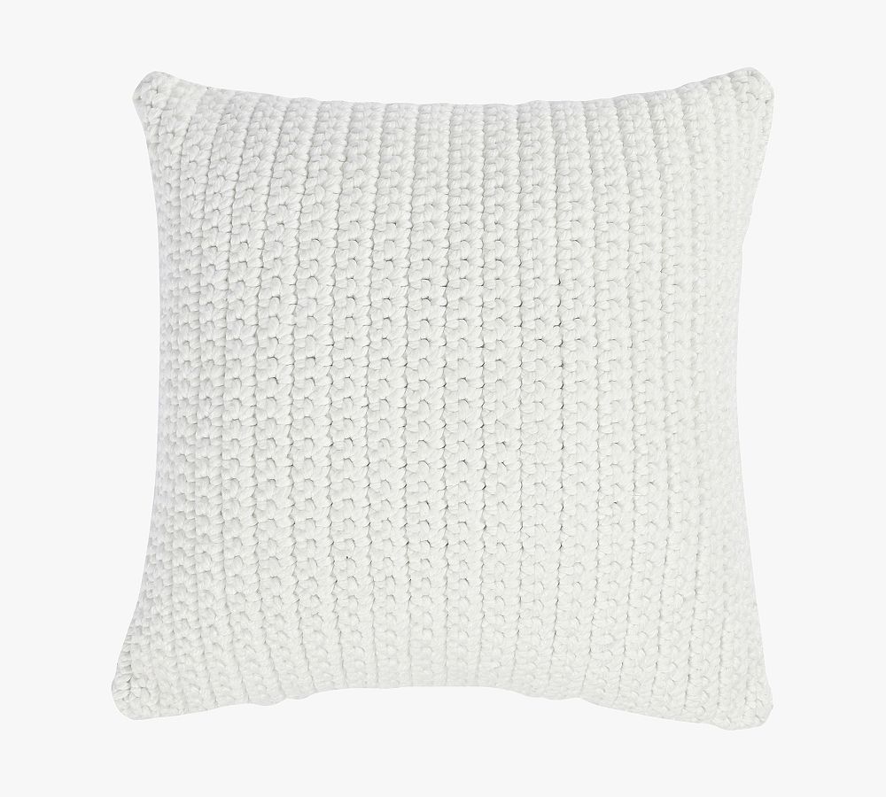 Henri White Braided Polyester Outdoor Pillow, 22" Square