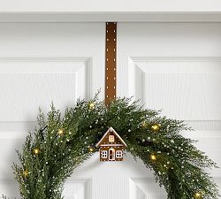 Lit Gingerbread House Wreath Hanger