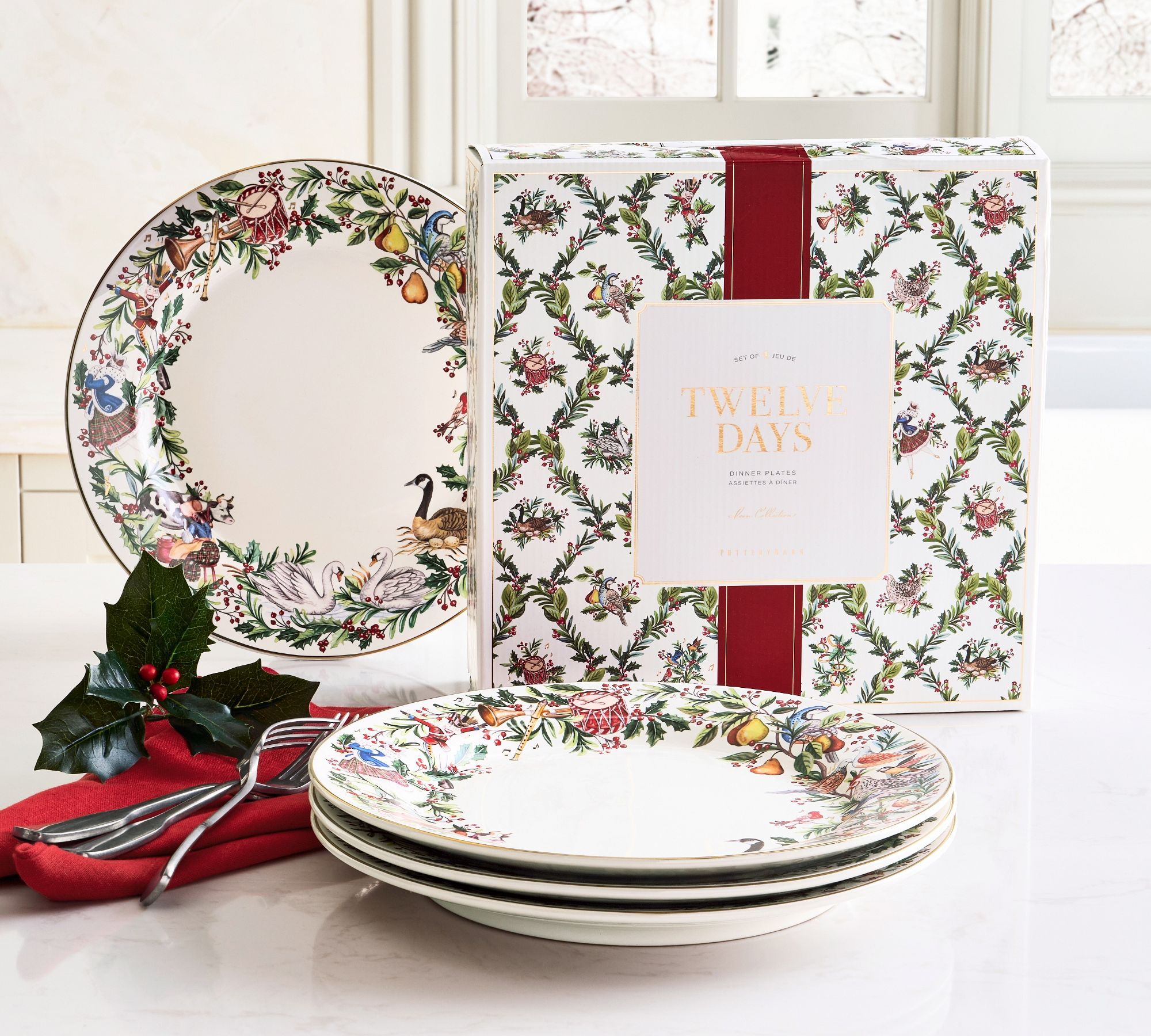 Alt image 9 for 12 Days of Christmas Stoneware Dinner Plates - Set of 4