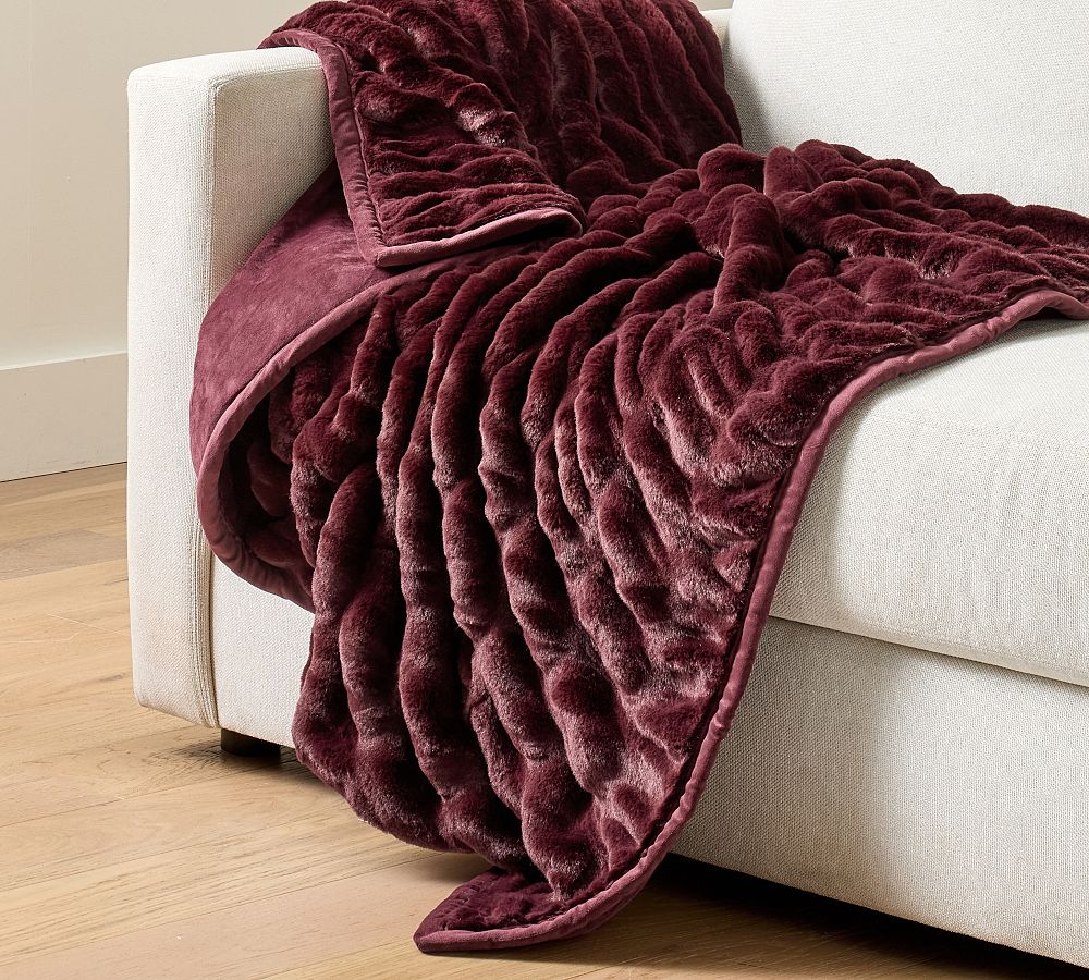 Faux Fur Ruched Throw