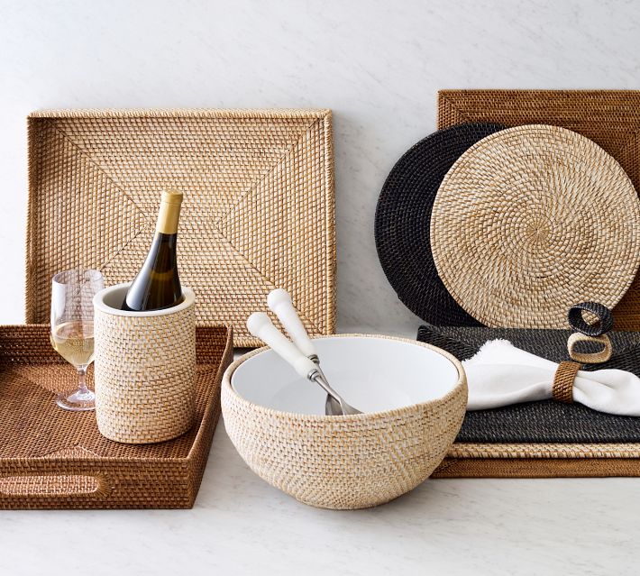 Tava Handwoven Rattan Oval Napkin Rings Set of 4