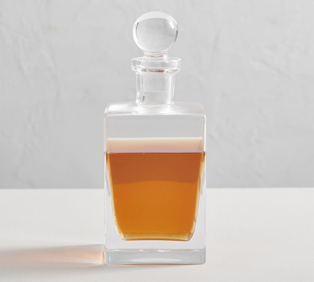 Square Hand-Blown Glass Decanter 