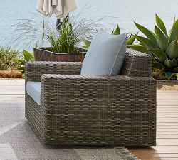 Torrey Wicker Square Arm Swivel Outdoor Lounge Chair