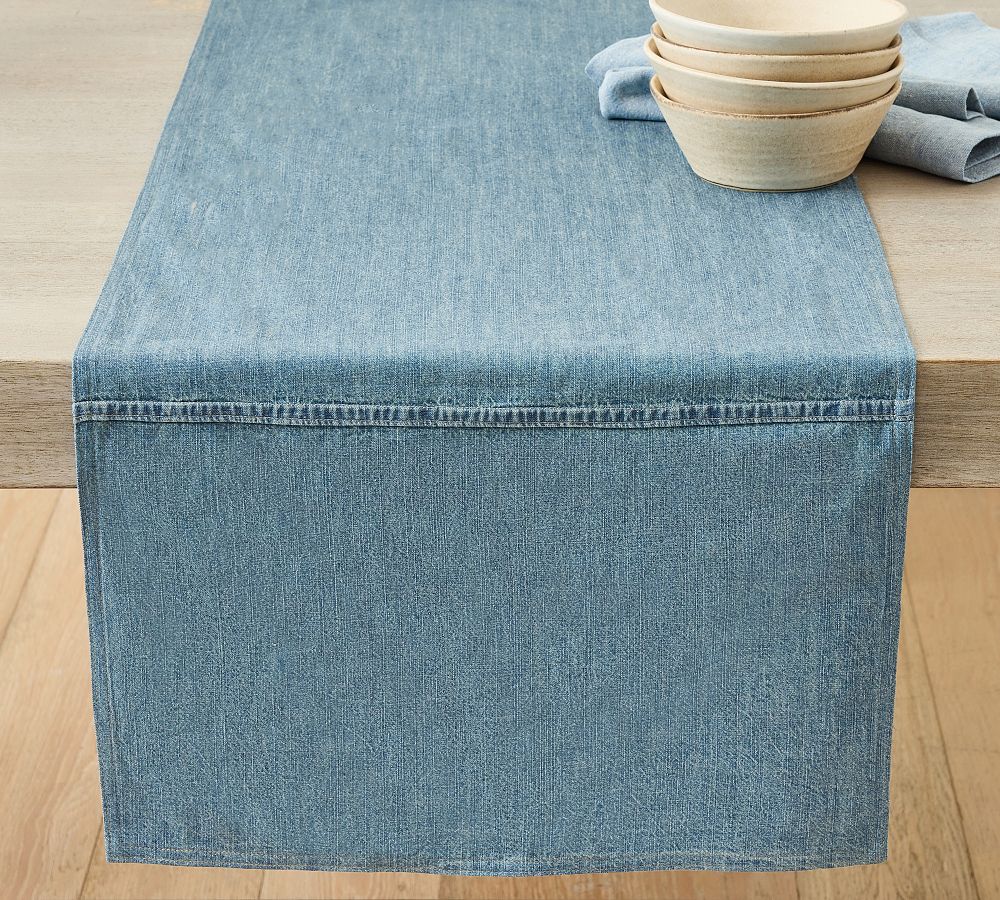 Denim Cotton Table Runner | Pottery Barn