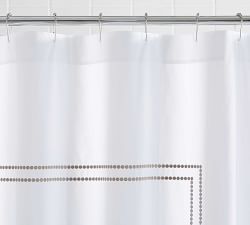 Pearl Embroidered Organic Shower Curtain