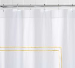 Pearl Embroidered Organic Shower Curtain