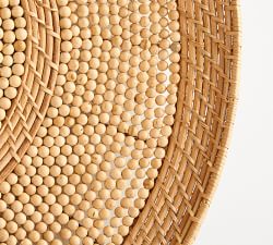 Handwoven Rattan Beaded Basket Wall Art  - 30&quot;