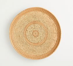 Handwoven Rattan Beaded Basket Wall Art  - 30&quot;