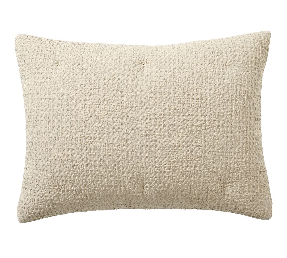 Vintage Washed Cotton Linen Comforter Sham: color Flax