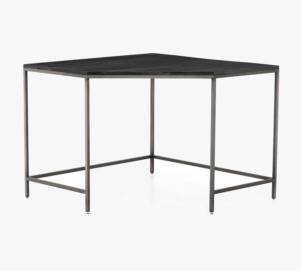 Fulton Corner Modular Desk in Black Wash Poplar and Iron