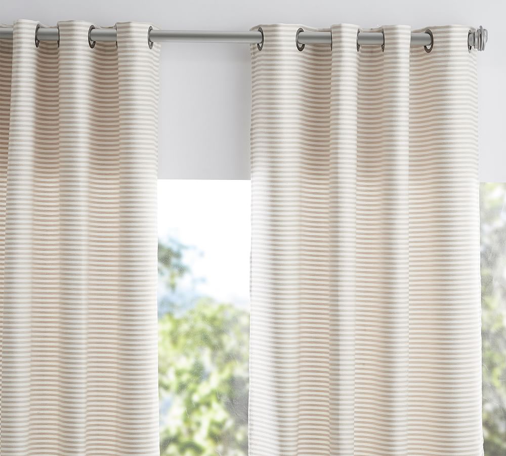 Sunbrella&#0174 Bungalow Striped Outdoor Grommet Curtain