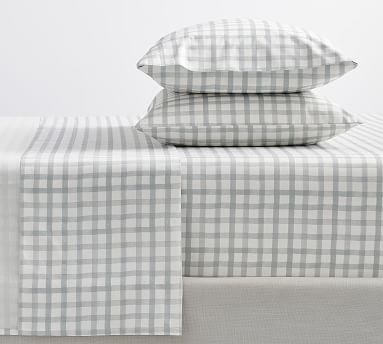 Store Pottery barn Kipton plaid percale sheet set Cal King