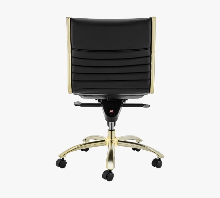 Fowler Armless Low Back Swivel Desk Chair Black Gold Pottery Barn