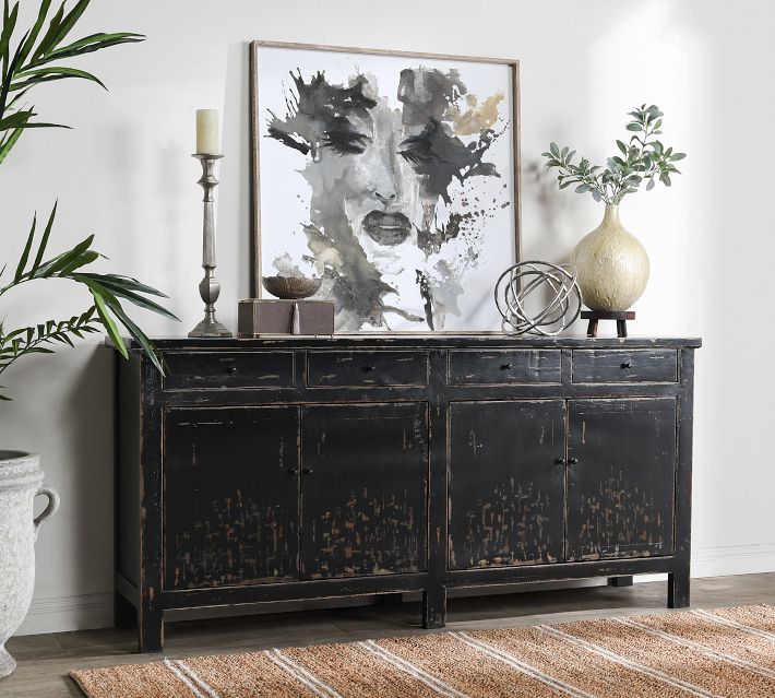 Danton 80 Reclaimed Wood Buffet Antique Blue Pottery Barn