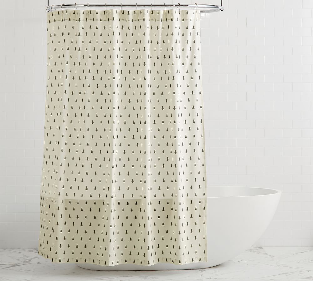 Pine Tree Organic Shower Curtain Pottery Barn