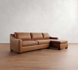 York Slope Arm Leather Chaise Sectional (87&quot;&ndash;117&quot;)