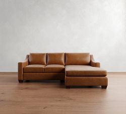 York Slope Arm Leather Chaise Sectional (87&quot;&ndash;117&quot;)