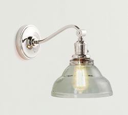 Vintage Glass Curved Arm Sconce (9'')