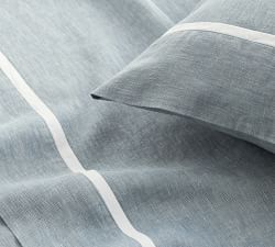 Belgian Flax Linen Contrast Flange Sheet Set