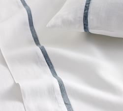 Belgian Flax Linen Contrast Flange Sheet Set