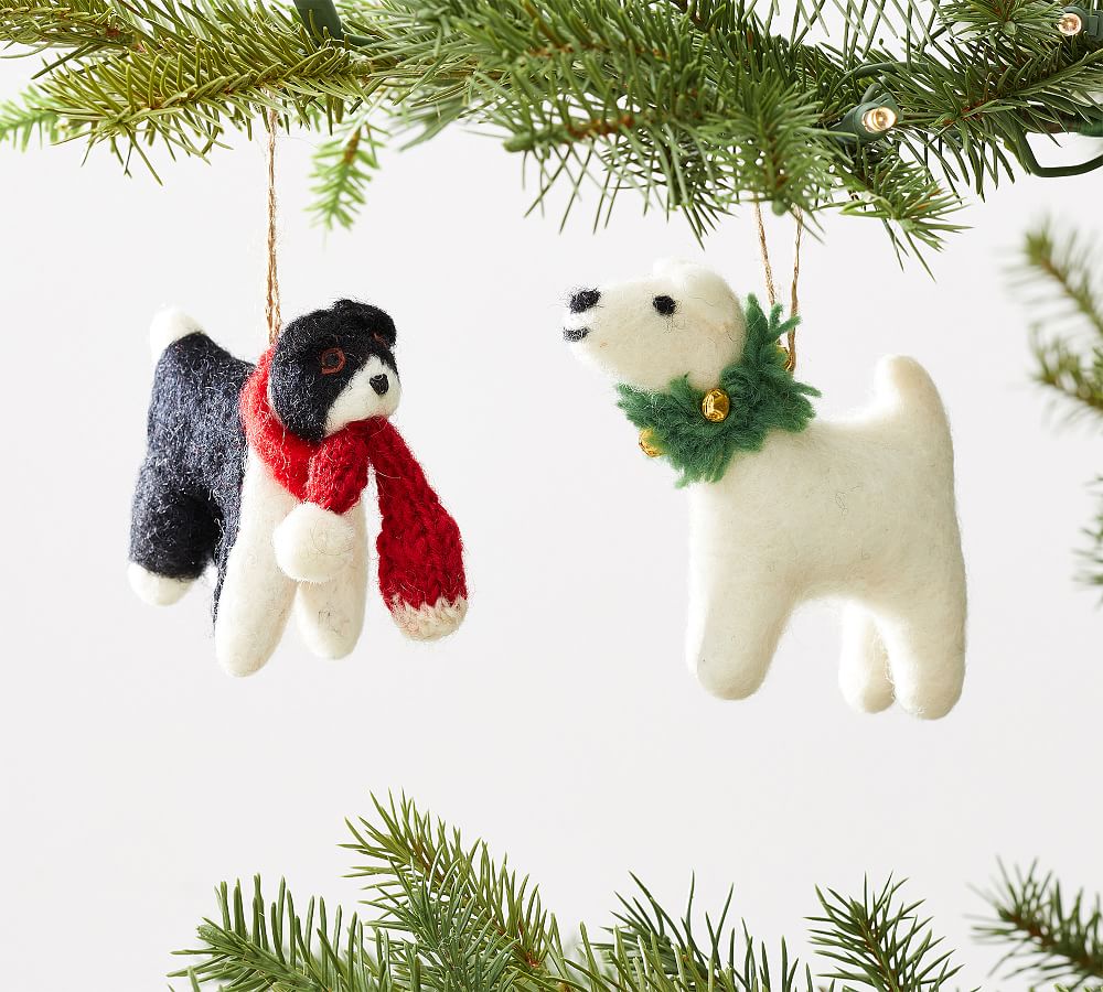 Felt Dog Ornaments - Set of 2